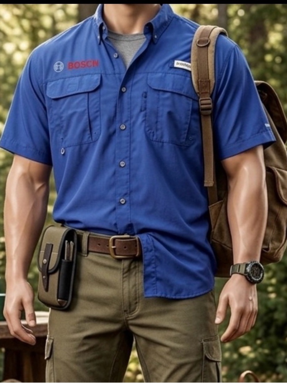 Magellan Outdoors Bosch Tools Button-Down Fishing Shirt in Royal Blue Size XXL